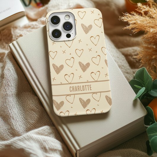 カスタムハートLight Brown iPhone 14, 15タフケース Case-Mate iPhoneケース