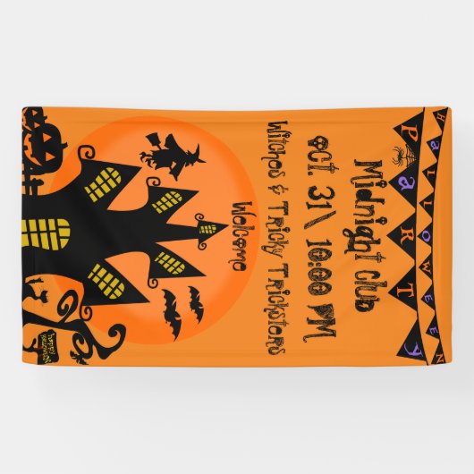 カスタムハ幽霊のよく出るウスハローウィンパーティ旗 横断幕 (横)