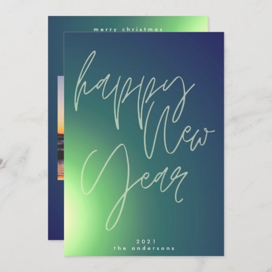 カスタムハ書ップ新年グラディエント写真 シーズンカード (正面/裏面)