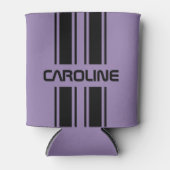 カスタムバイオレットパープルブラックオートレーススポーツストライプ 缶クーラー (正面)