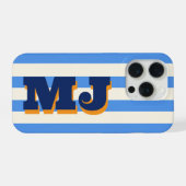カスタムバイカラーストライプモノグラム iPhoneケース (裏面横)