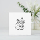 カスタムバイクとサイドカーの結婚式 招待状 (スタンド正面)