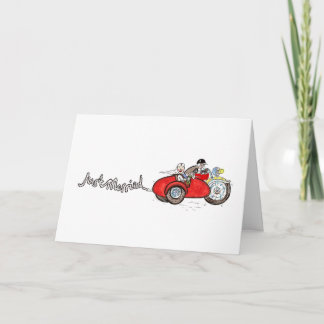 カスタムバイクとサイドカーの花嫁と花婿の結婚式 カード
