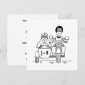 カスタムバイクとサイドカー結婚式招待状 招待状 (正面/裏面)