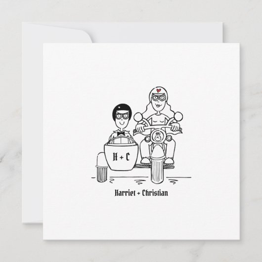 カスタムバイクとシデカ結婚ーの 招待状 (正面)