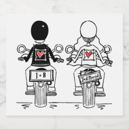 カスタムバイクもしくは自転車に乗る人オートバイ結婚のボトルラベル ビールラベル