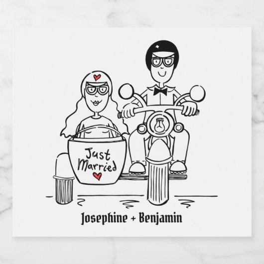 カスタムバイクもしくは自転車に乗る人オートバイ結婚のボトルラベル ビールラベル (シングルラベル)