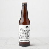 カスタムバイクもしくは自転車に乗る人オートバイ結婚のボトルラベル ビールラベル (正面)