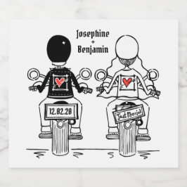 カスタムバイクもしくは自転車に乗る人オートバイ結婚のボトルラベル ビールラベル