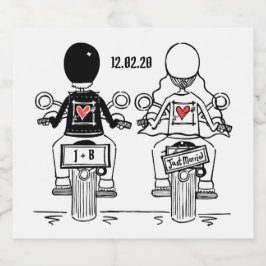 カスタムバイクもしくは自転車に乗る人オートバイ結婚のボトルラベル ビールラベル