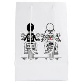 カスタムバイクもしくは自転車に乗る人オートバイ結婚の媒体抱き枕 ミディアムペーパーバッグ (裏面)