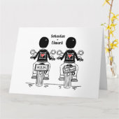 カスタムバイクもしくは自転車に乗る人ツールームズオートバイ結婚ズ カード (黄色い花)