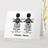 カスタムバイクもしくは自転車に乗る人ツールームズオートバイ結婚ズ カード (黄色い花)