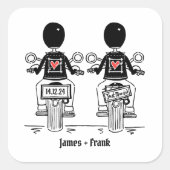 カスタムバイクもしくは自転車に乗る人ツールームズオートバイ結婚ズ スクエアシール (正面)
