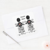 カスタムバイクもしくは自転車に乗る人ツールームズオートバイ結婚ズ スクエアシール (封筒)