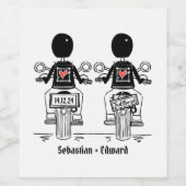 カスタムバイクもしくは自転車に乗る人ツールームズオートバイ結婚ズ ワインラベル (シングルラベル)