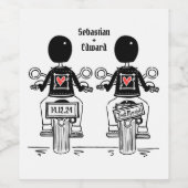 カスタムバイクもしくは自転車に乗る人ツールームズオートバイ結婚ズ ワインラベル (シングルラベル)