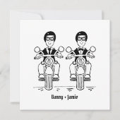 カスタムバイクもしくは自転車に乗る人ツールームズオートバイ結婚ズ 招待状 (正面)