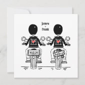 カスタムバイクもしくは自転車に乗る人ツールームズオートバイ結婚ズ 招待状 (正面)