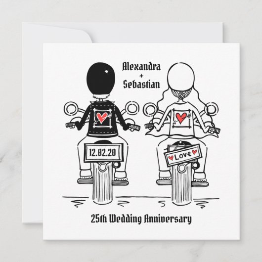 カスタムバイク モーターサイクル ウェディング アニバーサリー 招待状 (正面)