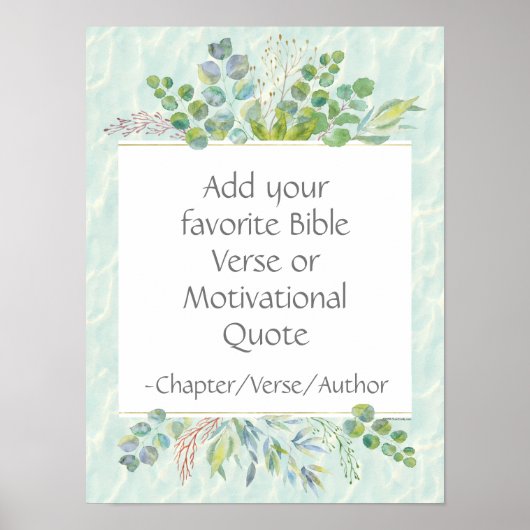 カスタムバイブル聖句ウォールデコーユーカリプタスリーフ ポスター (正面)