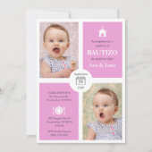 カスタムバウティゾインビタシオンツインガールズキュートバプテスマ 招待状 (正面)
