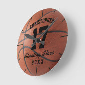 カスタムバスケットボールのスポーツ名のパーソナライズ可能な番号 ラウンド壁時計 (傾斜)