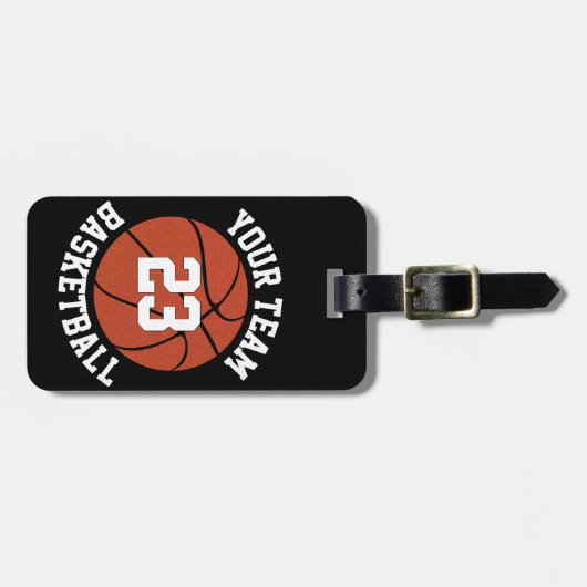 カスタムバスケットボールチーム名、プレイヤー番号、色 ラゲッジタグ (正面横)
