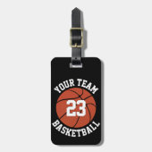 カスタムバスケットボールチーム名、プレイヤー番号、色 ラゲッジタグ (正面縦)