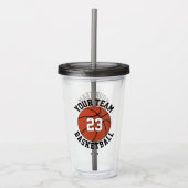 カスタムバスケットボールチーム名&選手ナンバスポーツ アクリルタンブラー (正面)