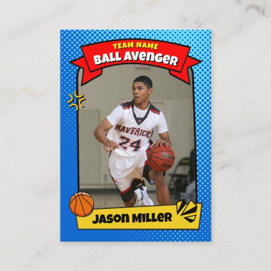 カスタムバスケットボールトレーディングカード、漫画ボールカード コーリングカード (正面)