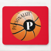 カスタムバスケットボールバレアネームイニシャルモノグラム マウスパッド (正面)