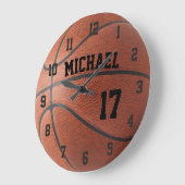 カスタムバスケットボール名番号のパーソナライズ ラージ壁時計 (傾斜)