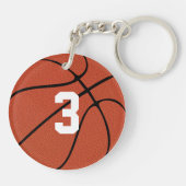 カスタムバスケットボール選手のジャージー番号またはイニシャル キーホルダー (裏面)