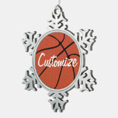 カスタムバスケットボール選手またはチーム名スポーツ愛好家 スノーフレークピューターオーナメント (右)