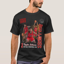 カスタムバスケットボール選手フォトコラージュ レッド Tシャツ
