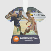 カスタムバスケットボール・フォト・プレーヤーチーム名年 オーナメント (裏面)