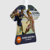 カスタムバスケットボール・フォト・プレーヤーチーム名年 オーナメント (正面)