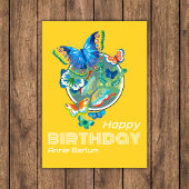 カスタムバタフライイエローハッピーバースデーカード カード