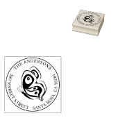 カスタムバタフライラウンドファミリーネーム差出人住所 ラバースタンプ (押印)