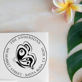 カスタムバタフライラウンドファミリーネーム差出人住所 ラバースタンプ