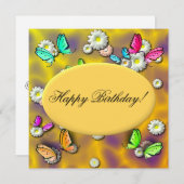 カスタムバタフライ誕生日招待状 招待状 (正面/裏面)