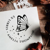 カスタムバタフライ&スターズラウンドEx Libris蔵書票 セルフインキングスタンプ