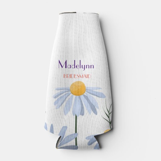 カスタムバチェロレッテホワイトデイジーフローラ ボトルクーラー (正面)