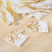 カスタムバックグラウンドヴィンテージバラフローラフェイク金ゴールド ジグソーパズル (側面)