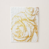 カスタムバックグラウンドヴィンテージバラフローラフェイク金ゴールド ジグソーパズル (縦)