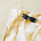 カスタムバックグラウンドヴィンテージバラフローラフェイク金ゴールド ビーチタオル (インサイチュ)