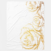 カスタムバックグラウンドヴィンテージバラフローラフェイク金ゴールド フリースブランケット (正面)