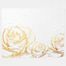 カスタムバックグラウンドヴィンテージバラフローラフェイク金ゴールド フリースブランケット