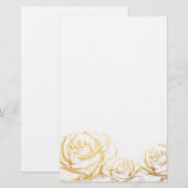 カスタムバックグラウンドヴィンテージバラフローラフェイク金ゴールド 便箋 (正面/裏面)